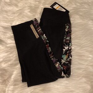 Black Leggings with Colorful Ruffle Trim